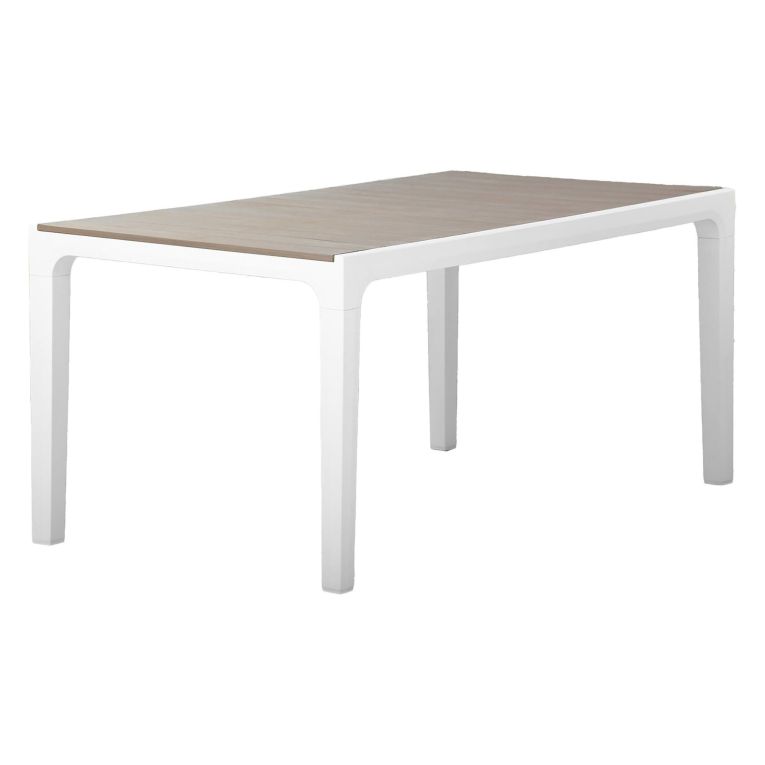 Tavolo da esterno 6 posti 160x90cm bianco e tortora - Innisfail