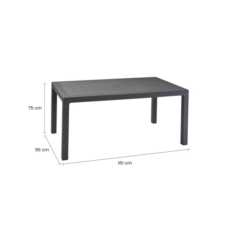 Tavolo da esterno 6 posti 94x160cm antracite - Pickering