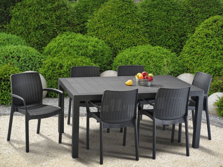 Tavolo da esterno 6 posti 94x160cm antracite - Pickering