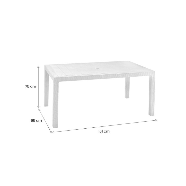 Tavolo da esterno 6 posti 94x160cm bianco - Pickering