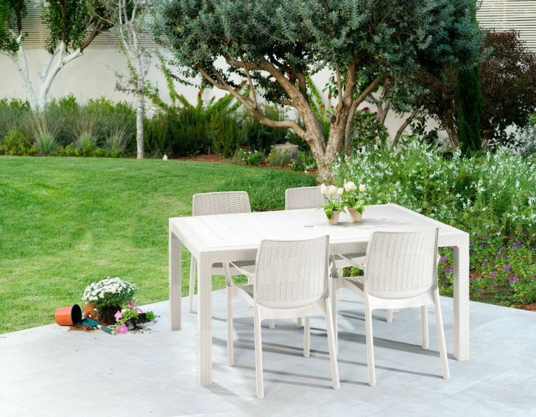 Tavolo da esterno 6 posti 94x160cm bianco - Pickering