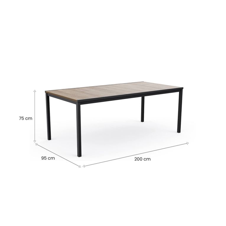 Tavolo da esterno 8 posti 200x95cm rovere e antracite - Sarnia