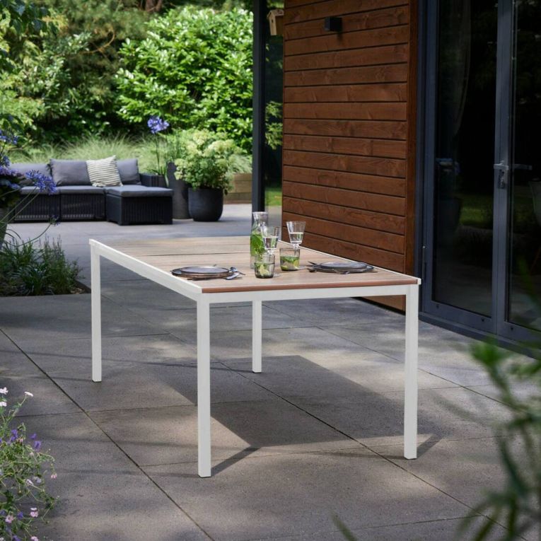 Tavolo da esterno 8 posti 200x95cm rovere e bianco - Sarnia