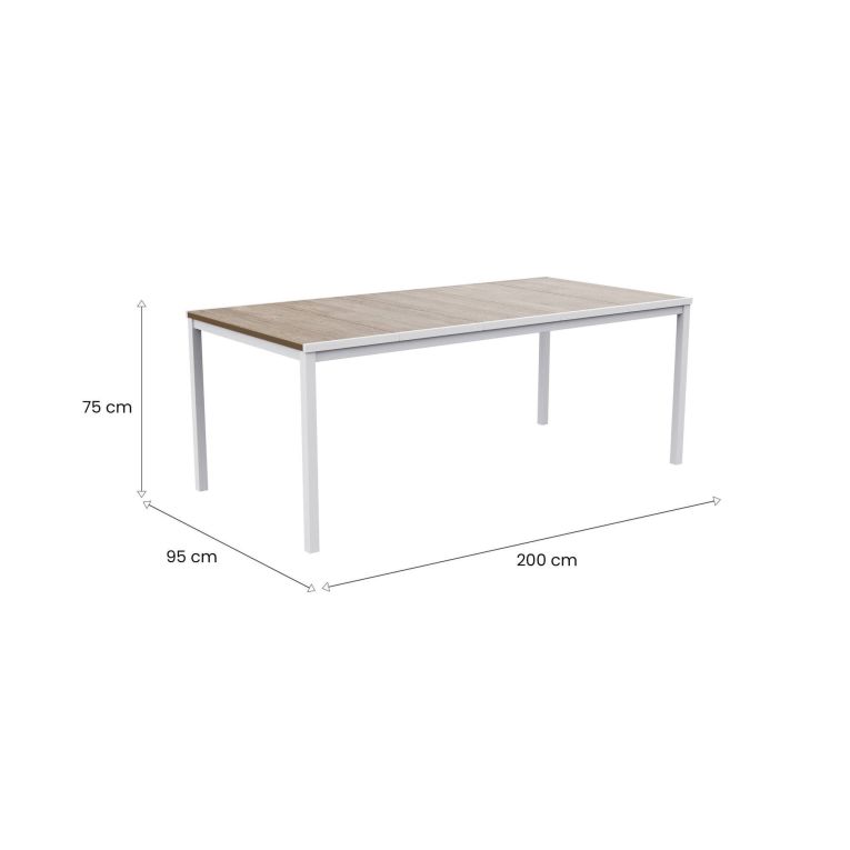 Tavolo da esterno 8 posti 200x95cm rovere e bianco - Sarnia