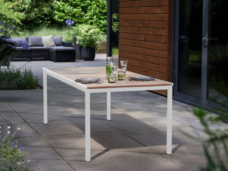 Tavolo da esterno 8 posti 200x95cm rovere e bianco - Sarnia