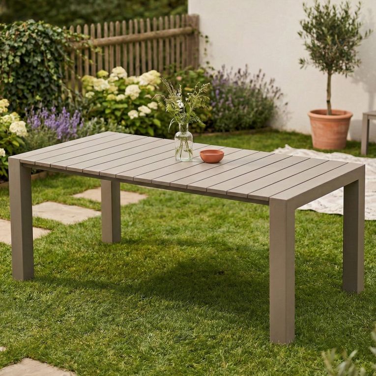 Tavolo da esterno allungabile 6-8 posti 90-160x98cm tortora - Langsa