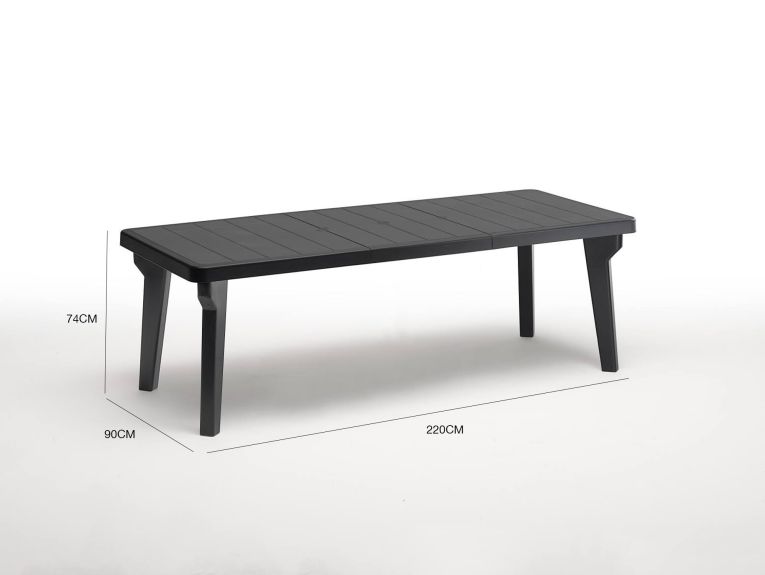 Tavolo da esterno allungabile 8-10 posti 160-220x90cm antracite - Anatre