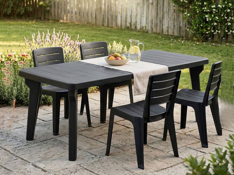 Tavolo da esterno allungabile 8-10 posti 160-220x90cm antracite - Anatre