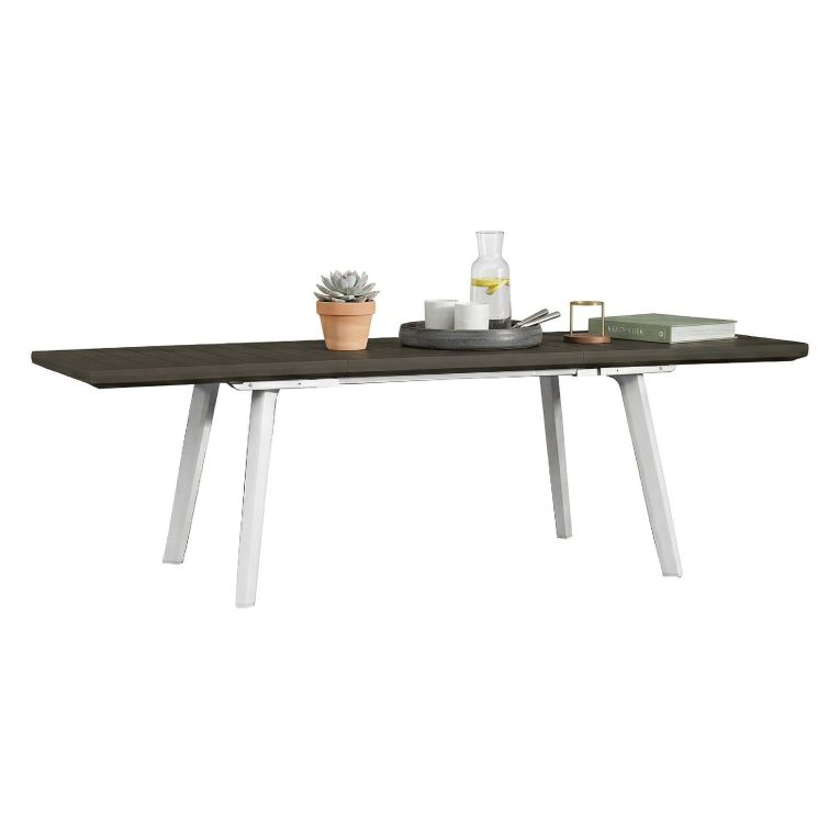 Tavolo da esterno allungabile 8-10 posti 162-241x100cm bianco e grigio scuro - Penticton