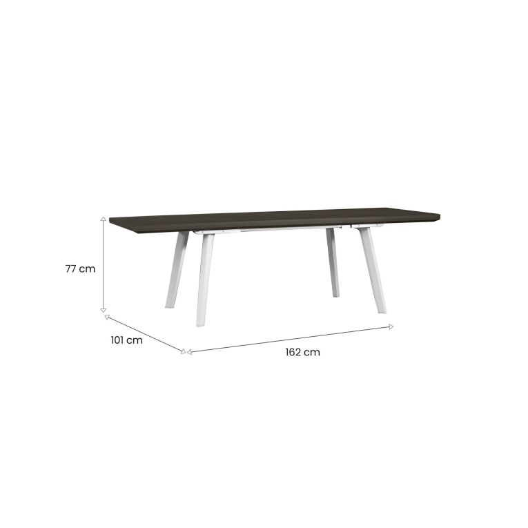 Tavolo da esterno allungabile 8-10 posti 162-241x100cm bianco e grigio scuro - Penticton