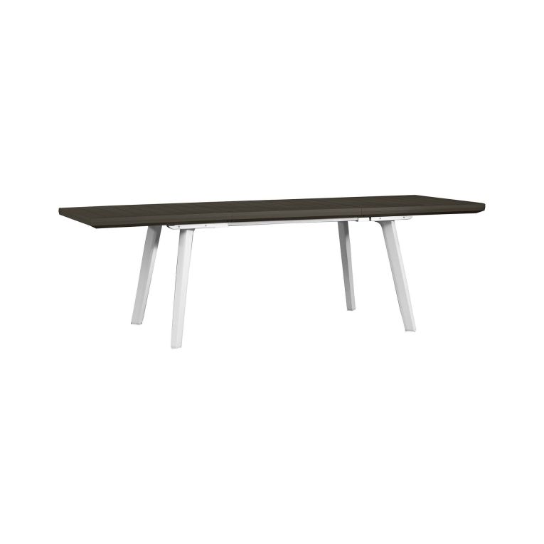 Tavolo da esterno allungabile 8-10 posti 162-241x100cm bianco e grigio scuro - Penticton