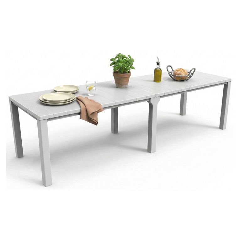 Tavolo da esterno allungabile 8-12 posti 147-294x90cm bianco - Brossard
