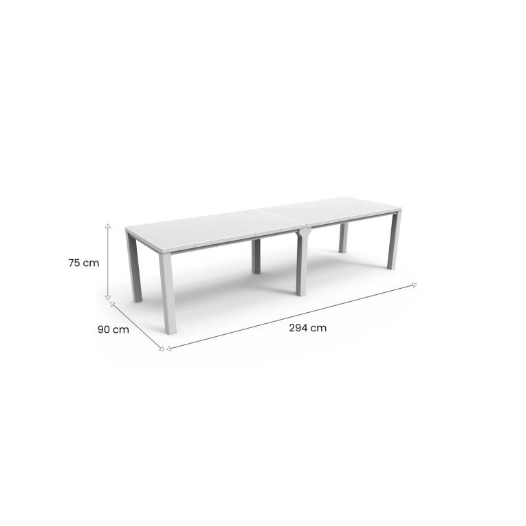 Tavolo da esterno allungabile 8-12 posti 147-294x90cm bianco - Brossard
