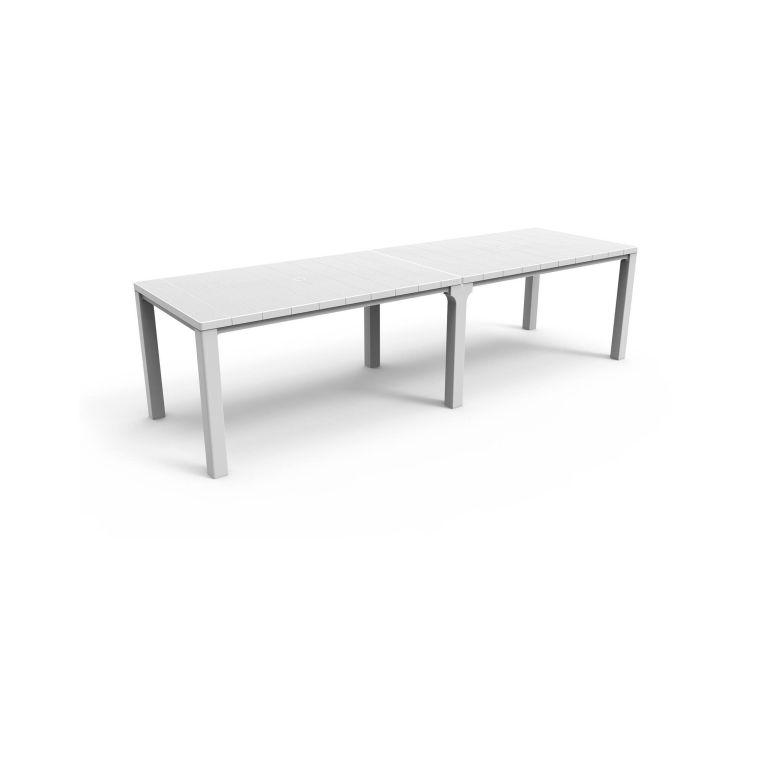 Tavolo da esterno allungabile 8-12 posti 147-294x90cm bianco - Brossard