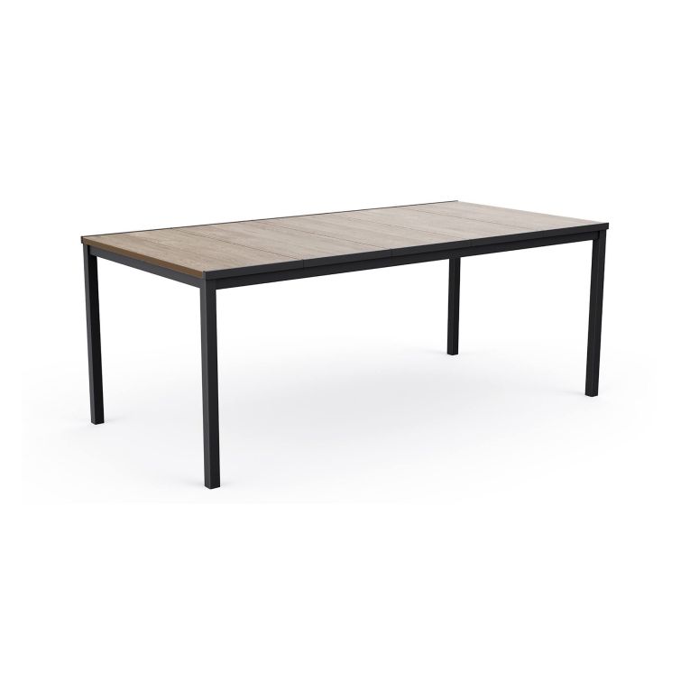 Tavolo da esterno Arbarei, Base per picnic, Piano da pranzo da giardino, Banco outdoor multiuso, 200x95 h75 cm, Rovere e Antracite