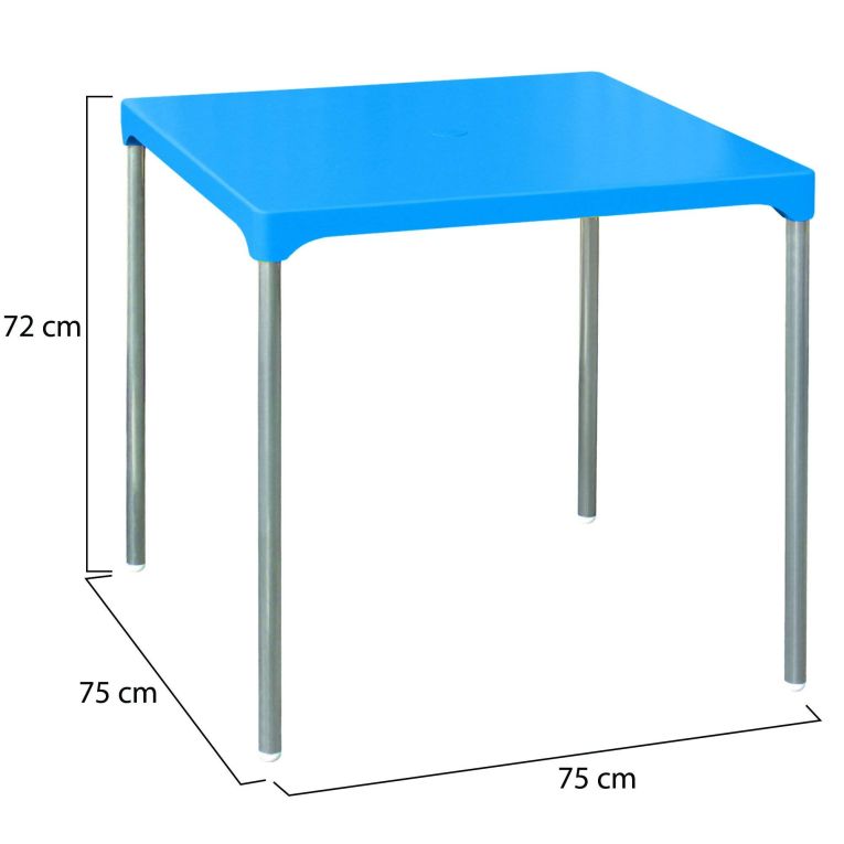 Tavolo da Esterno Azzurro 4 Posti Tavolo Tavolo Fisso Quadrato 75x75x72h cm, Lunghezza Massima 75 cm Made in Italy - Brownstown