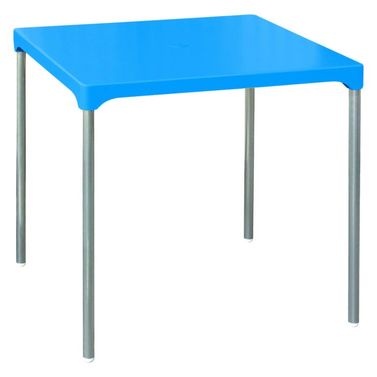 Tavolo da Esterno Azzurro 4 Posti Tavolo Tavolo Fisso Quadrato 75x75x72h cm, Lunghezza Massima 75 cm Made in Italy - Brownstown