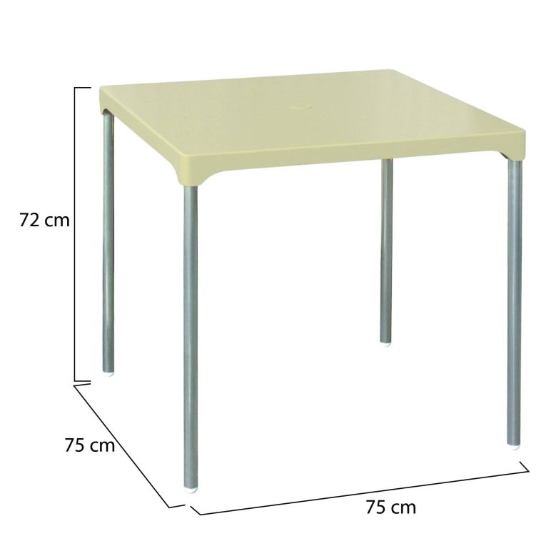 Tavolo da Esterno Beige 4 Posti Tavolo Tavolo Fisso Quadrato 75x75x72h cm, Lunghezza Massima 75 cm Made in Italy - Brownstown