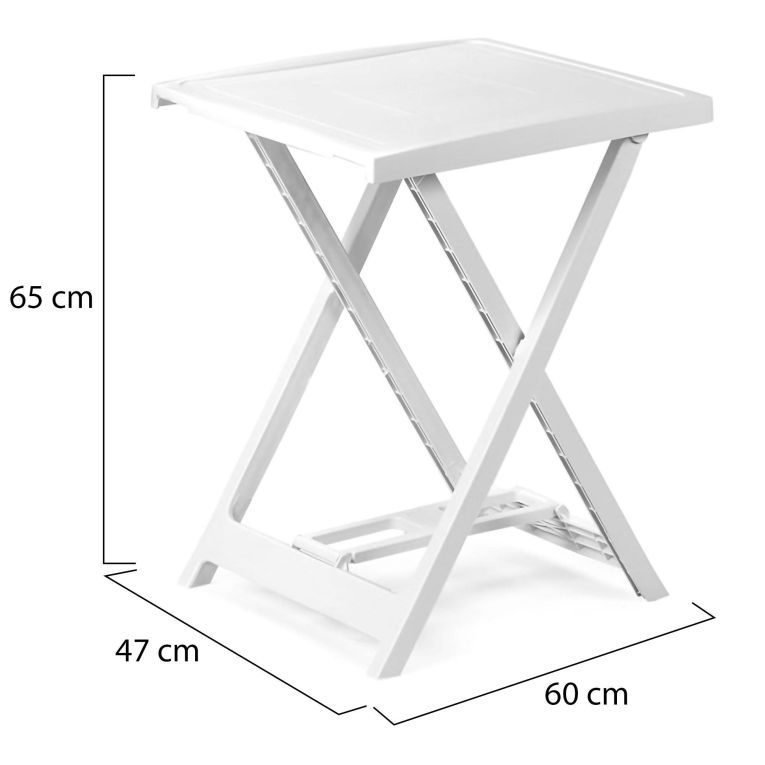 Tavolo da Esterno Bianco 2 Posti Tavolo Tavolo da Esterno Fisso 60x47x65h cm, Lunghezza Massima 50 cm Made in Italy - Ohatchee