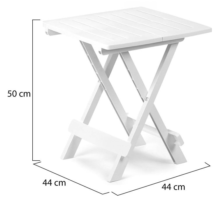 Tavolo da Esterno Bianco 2 Posti Tavolo Tavolo da Esterno Pieghevole 44x44x50h cm, Lunghezza Massima 44 cm Made in Italy - Elpino