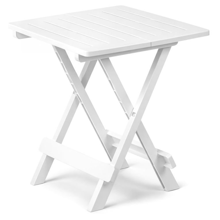 Tavolo da Esterno Bianco 2 Posti Tavolo Tavolo da Esterno Pieghevole 44x44x50h cm, Lunghezza Massima 44 cm Made in Italy - Elpino