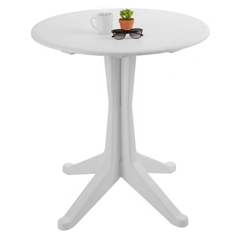 Tavolo da Esterno Bianco 2 Posti Tavolo Tavolo Fisso Rotondo 70x70x72h cm, Lunghezza Massima 70 cm Made in Italy - Trimble