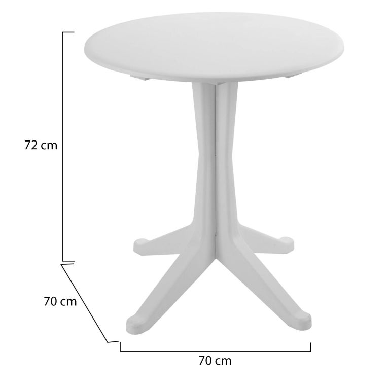 Tavolo da Esterno Bianco 2 Posti Tavolo Tavolo Fisso Rotondo 70x70x72h cm, Lunghezza Massima 70 cm Made in Italy - Trimble