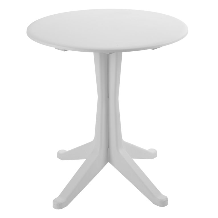 Tavolo da Esterno Bianco 2 Posti Tavolo Tavolo Fisso Rotondo 70x70x72h cm, Lunghezza Massima 70 cm Made in Italy - Trimble
