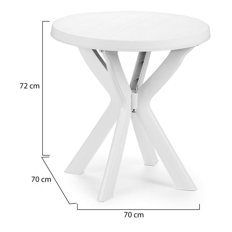 Tavolo da Esterno Bianco 2 Posti Tavolo Tavolo Rotondo Fisso 70x70x72h cm, Lunghezza Massima 70 cm Made in Italy - Lorwood