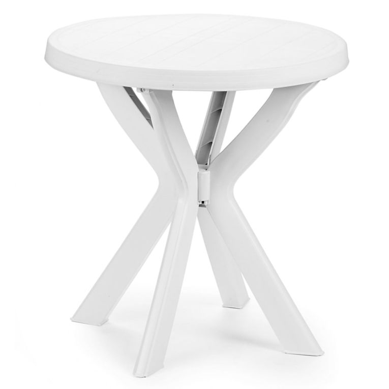 Tavolo da Esterno Bianco 2 Posti Tavolo Tavolo Rotondo Fisso 70x70x72h cm, Lunghezza Massima 70 cm Made in Italy - Lorwood