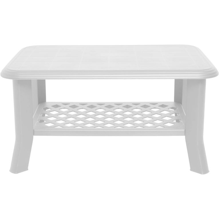 Tavolo da Esterno Bianco 4 Posti Tavolo Tavolino 90x60x46h cm, Forma Rettangolare