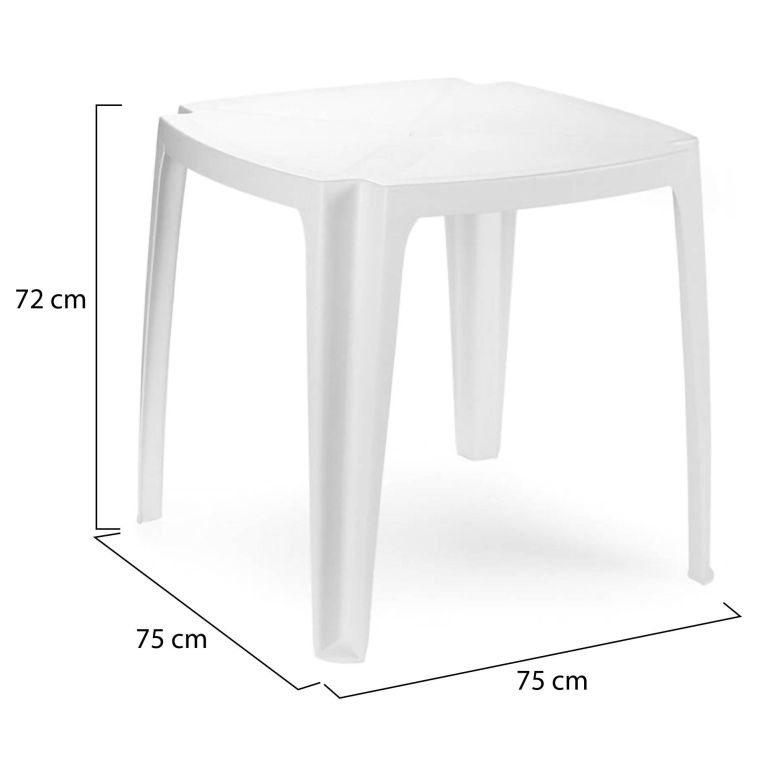 Tavolo da Esterno Bianco 4 Posti Tavolo Tavolo da Esterno Fisso 75x75x72h cm, Lunghezza Massima 75 cm Made in Italy - Smithport