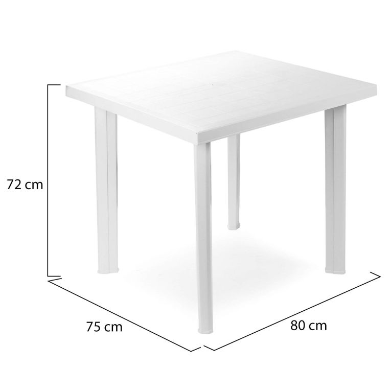Tavolo da Esterno Bianco 4 Posti Tavolo Tavolo da Esterno Fisso 80x75x72h cm, Lunghezza Massima 80 cm Made in Italy - Tessner