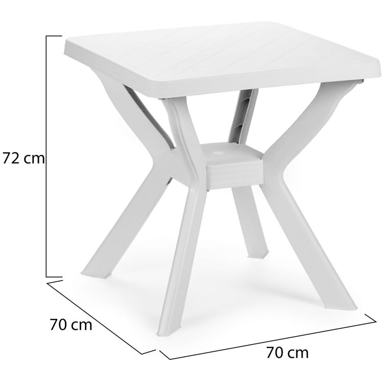 Tavolo da Esterno Bianco 4 Posti Tavolo Tavolo Fisso Quadrato 70x70x72h cm, Lunghezza Massima 70 cm Made in Italy - Straven