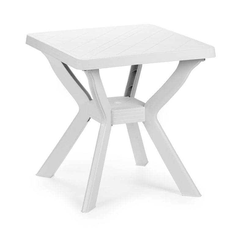 Tavolo da Esterno Bianco 4 Posti Tavolo Tavolo Fisso Quadrato 70x70x72h cm, Lunghezza Massima 70 cm Made in Italy - Straven