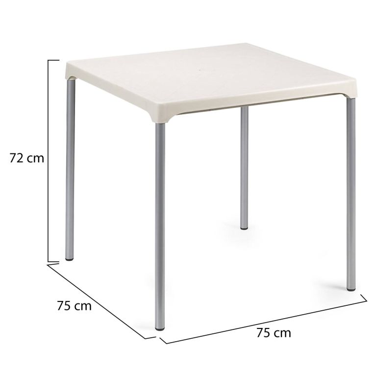Tavolo da Esterno Bianco 4 Posti Tavolo Tavolo Fisso Quadrato 75x75x72h cm, Lunghezza Massima 75 cm Made in Italy - Brownstown