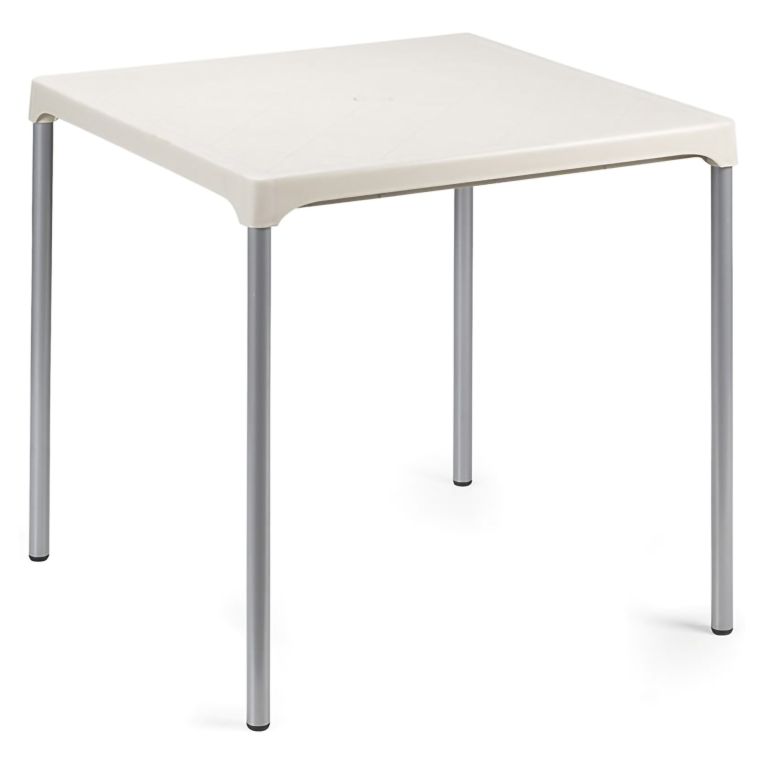 Tavolo da Esterno Bianco 4 Posti Tavolo Tavolo Fisso Quadrato 75x75x72h cm, Lunghezza Massima 75 cm Made in Italy - Brownstown