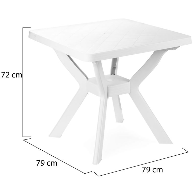Tavolo da Esterno Bianco 4 Posti Tavolo Tavolo Fisso Quadrato 79x79x72h cm, Lunghezza Massima 79 cm Made in Italy - Normandy