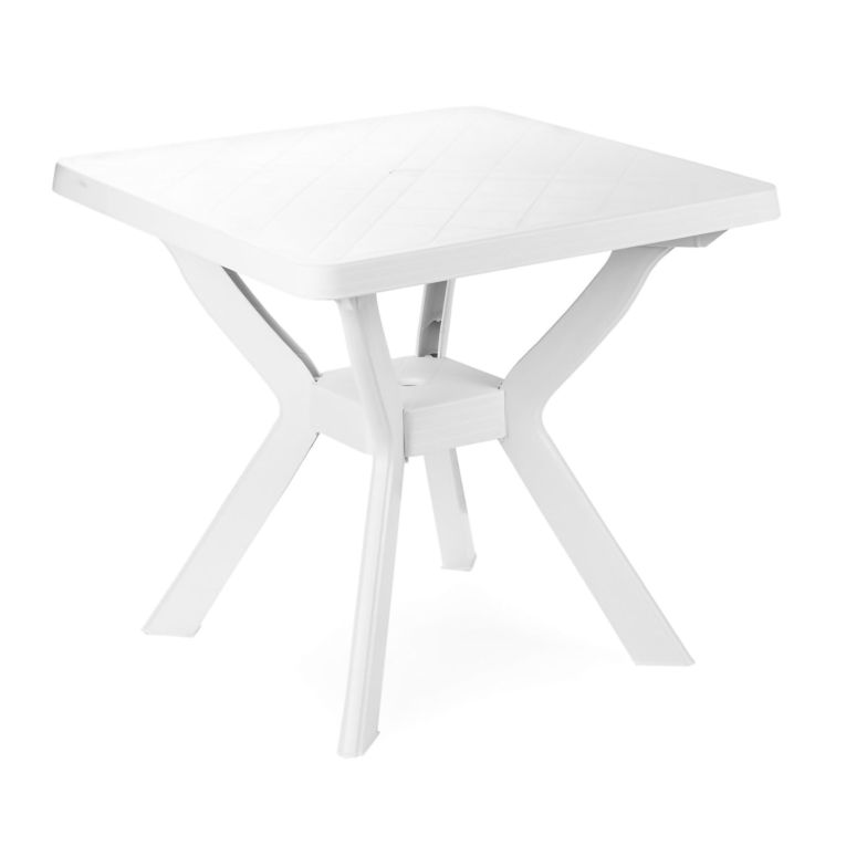 Tavolo da Esterno Bianco 4 Posti Tavolo Tavolo Fisso Quadrato 79x79x72h cm, Lunghezza Massima 79 cm Made in Italy - Normandy