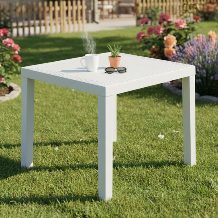 Tavolo da Esterno Bianco 4 Posti Tavolo Tavolo Fisso Rettangolare 78x65x72h cm, Lunghezza Massima 78 cm Made in Italy - Cobbtown