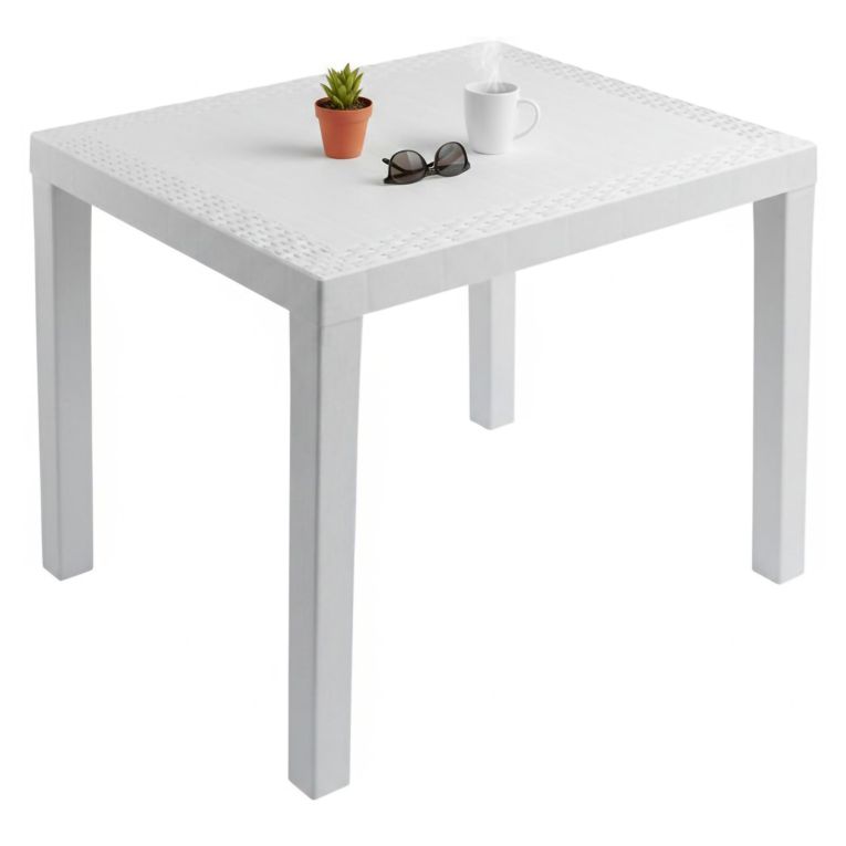 Tavolo da Esterno Bianco 4 Posti Tavolo Tavolo Fisso Rettangolare 78x65x72h cm, Lunghezza Massima 78 cm Made in Italy - Cobbtown