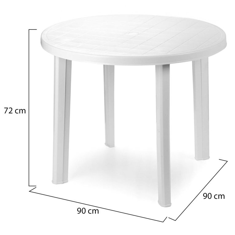 Tavolo da Esterno Bianco 4 Posti Tavolo Tavolo Fisso Rotondo 90x90x72h cm, Lunghezza Massima 90 cm Made in Italy - Brooksdale