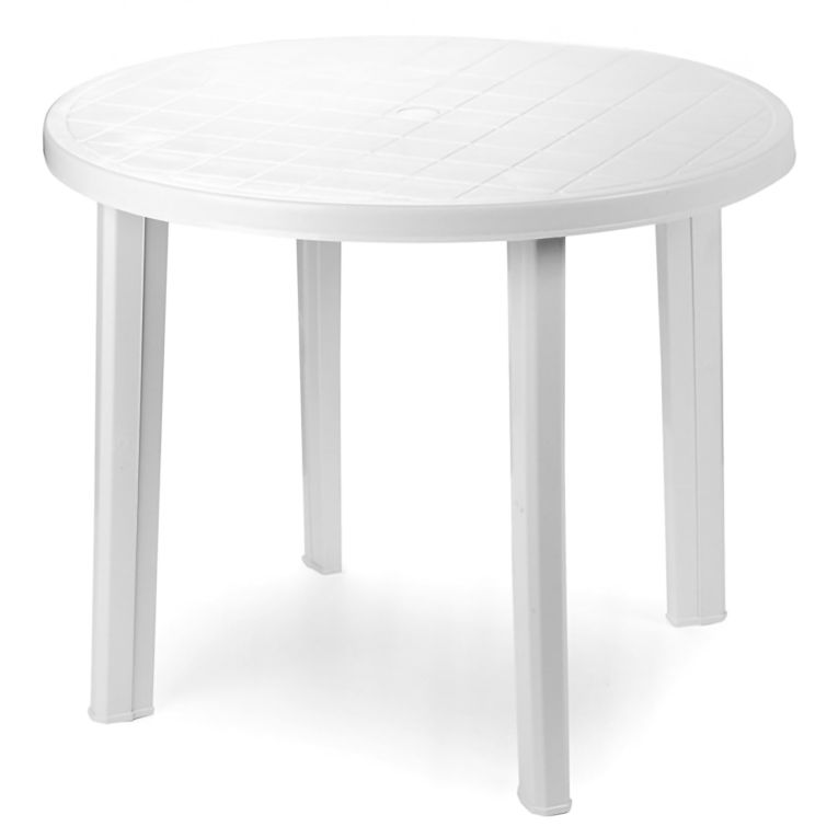 Tavolo da Esterno Bianco 4 Posti Tavolo Tavolo Fisso Rotondo 90x90x72h cm, Lunghezza Massima 90 cm Made in Italy - Brooksdale