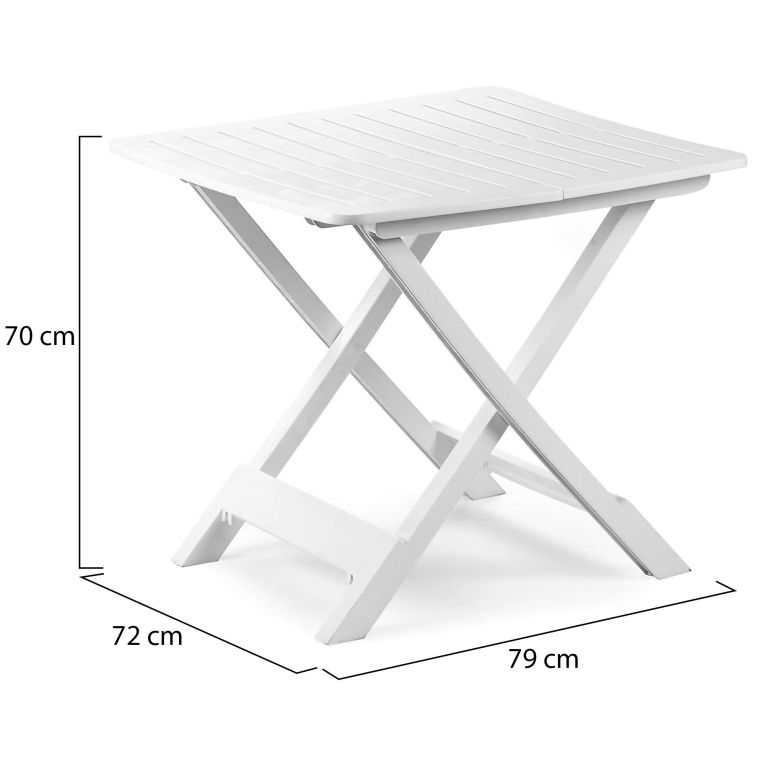 Tavolo da Esterno Bianco 4 Posti Tavolo Tavolo Pieghevole Rettangolare 79x72x70h cm, Lunghezza Massima 79 cm Made in Italy - Ruthton