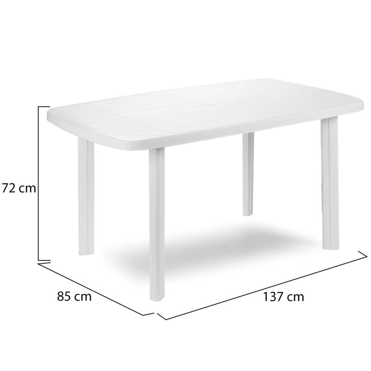 Tavolo da Esterno Bianco 6 Posti Tavolo Tavolo da Esterno Fisso 137x85x72h cm, Lunghezza Massima 137 cm Made in Italy - Greggs