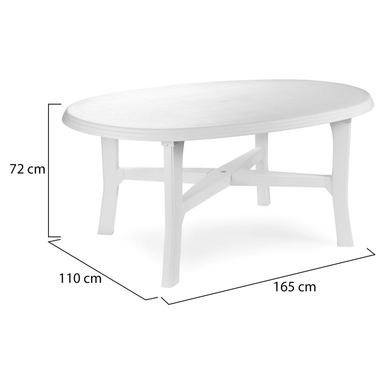 Tavolo da Esterno Bianco 6 Posti Tavolo Tavolo da Esterno Fisso 165x110x72h cm, Lunghezza Massima 165 cm Made in Italy - Simmsville