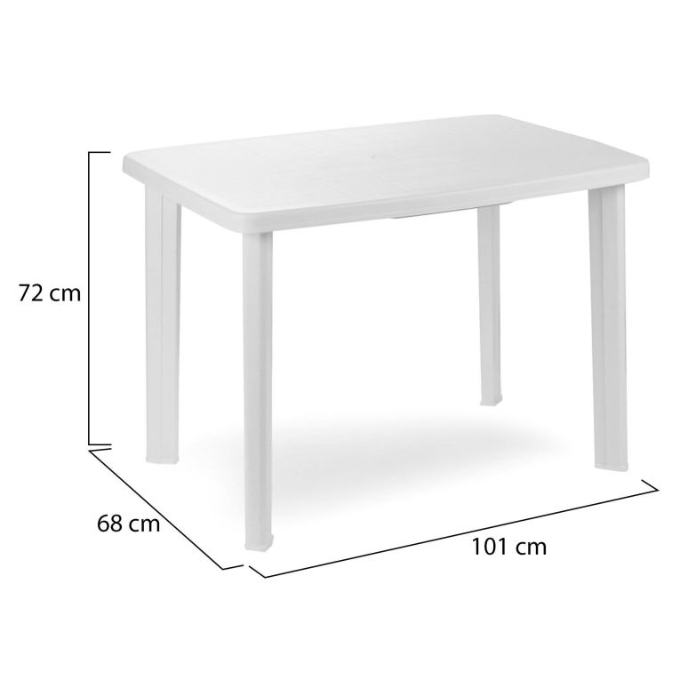 Tavolo da Esterno Bianco 6 Posti Tavolo Tavolo da Esterno Rettangolare 101x68x72h cm, Lunghezza Massima 101 cm Made in Italy - Pinedale