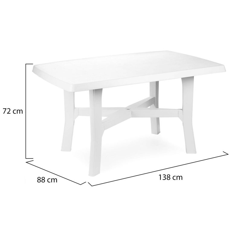 Tavolo da Esterno Bianco 6 Posti Tavolo Tavolo Fisso Rettangolare 138x88x72h cm, Lunghezza Massima 138 cm Made in Italy - Raspberry