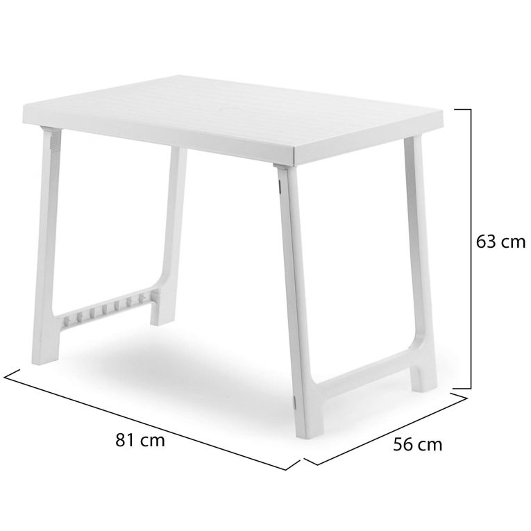 Tavolo da Esterno Bianco 6 Posti Tavolo Tavolo Fisso Rettangolare 81x56x63h cm, Lunghezza Massima 81 cm Made in Italy - Beechwood