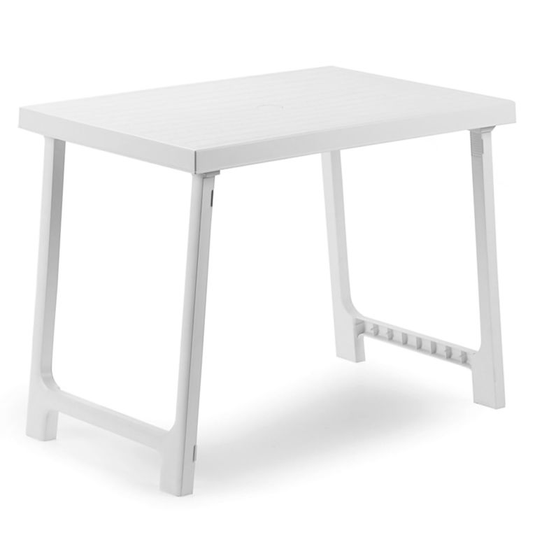 Tavolo da Esterno Bianco 6 Posti Tavolo Tavolo Fisso Rettangolare 81x56x63h cm, Lunghezza Massima 81 cm Made in Italy - Beechwood